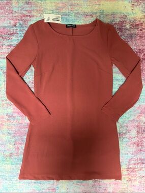 American Apparel Rust Long Sleeve Shift Dress